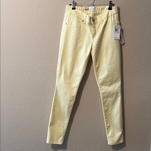 Seven7 Women's Light Yellow Skinny Pants